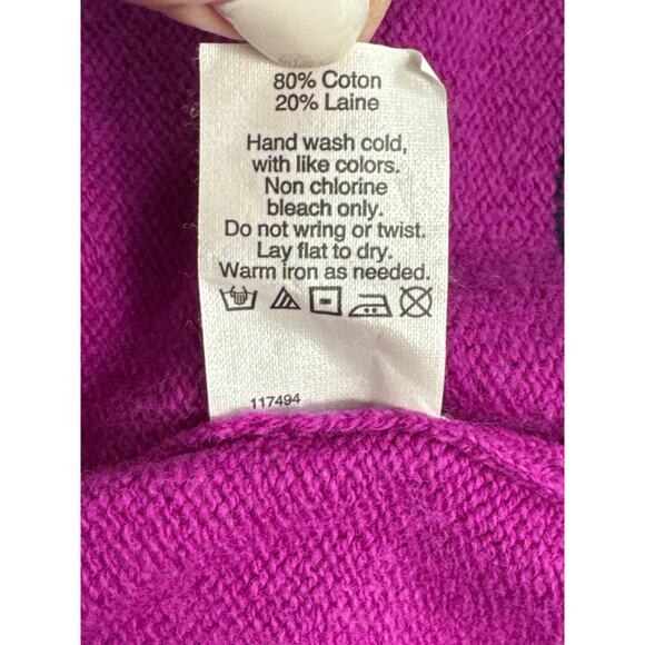 J. Crew Wide Stripe Navy and Pink/Purple Wool Blend Sweater Size M - Picture 5 of 6